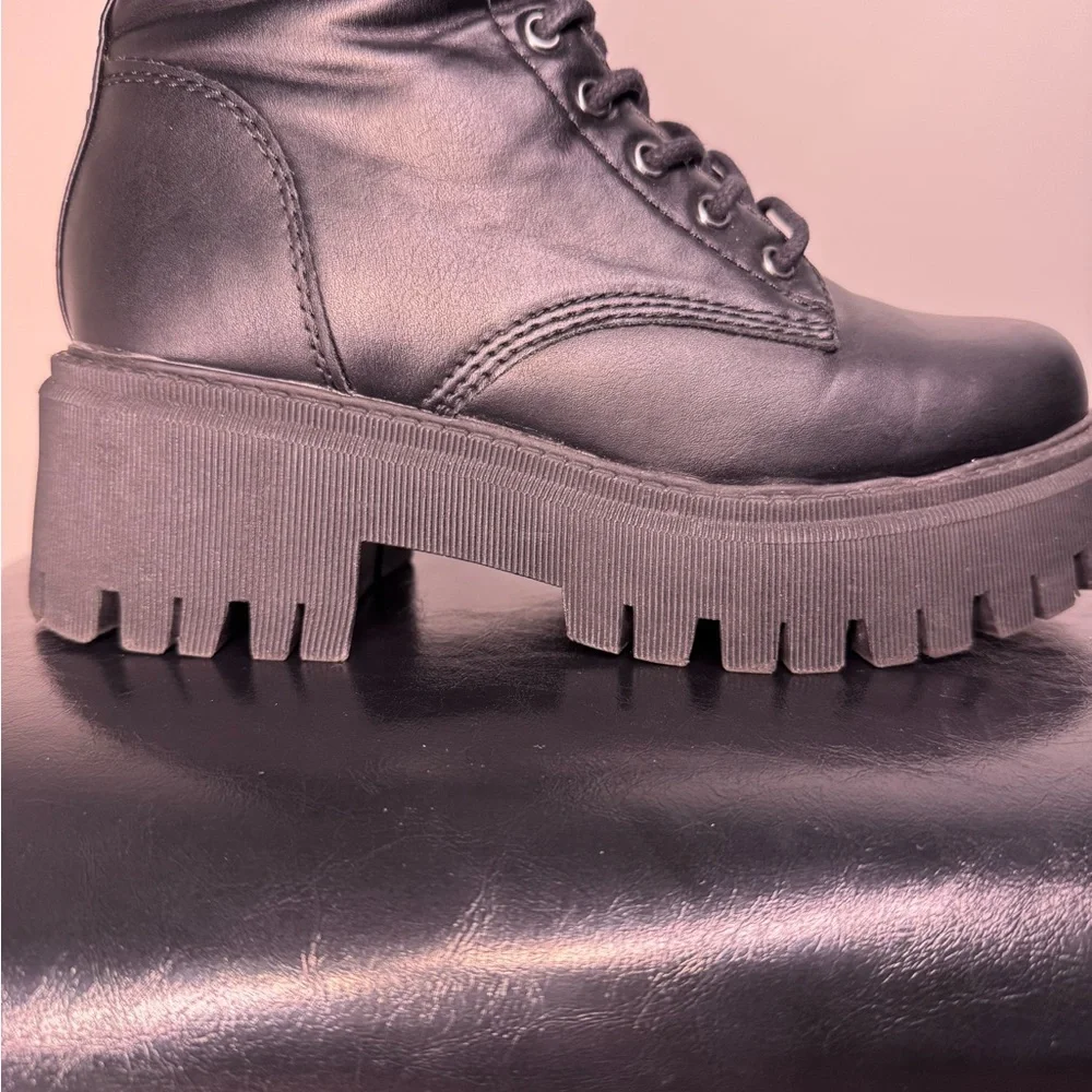 Madden Girl Black Platform Lace-Up Boots
